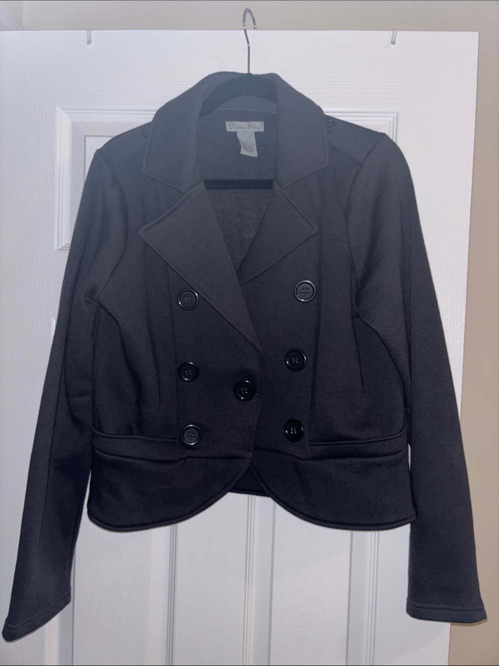 Olivia Sky Mock Double-Breasted Black Blazer Jacket